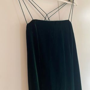 Long emerald green velvet gown